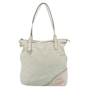 GUCCI Abbey Tote Bag Leather White Gold Tone 182492 Auth ti4020-2
