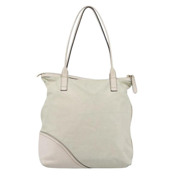 GUCCI Abbey Tote Bag Leather White Gold Tone 182492 Auth ti4020