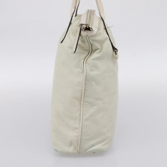 GUCCI Abbey Tote Bag Leather White Gold Tone 182492 Auth ti4020