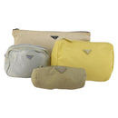 PRADA Clutch Bag Pouch Canvas Nylon 4 Set Beige Yellow Auth ti4021-1