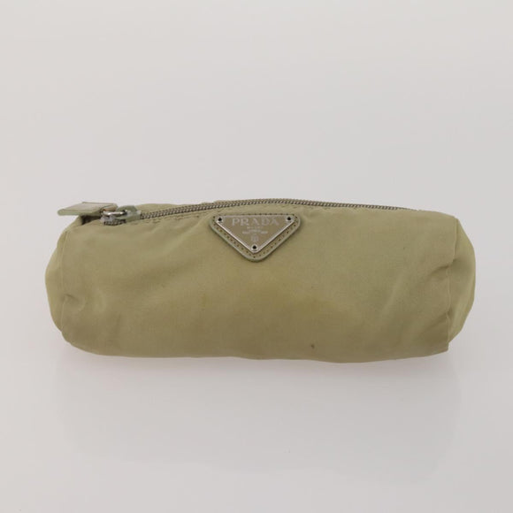 PRADA Clutch Bag Pouch Canvas Nylon 4 Set Beige Yellow Auth ti4021
