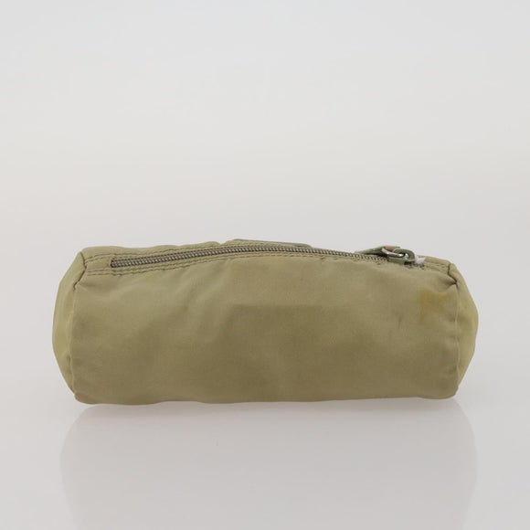 PRADA Clutch Bag Pouch Canvas Nylon 4 Set Beige Yellow Auth ti4021