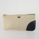 PRADA Clutch Bag Pouch Canvas Nylon 4 Set Beige Yellow Auth ti4021-2