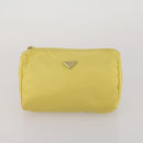 PRADA Clutch Bag Pouch Canvas Nylon 4 Set Beige Yellow Auth ti4021-20