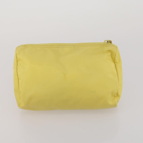 PRADA Clutch Bag Pouch Canvas Nylon 4 Set Beige Yellow Auth ti4021