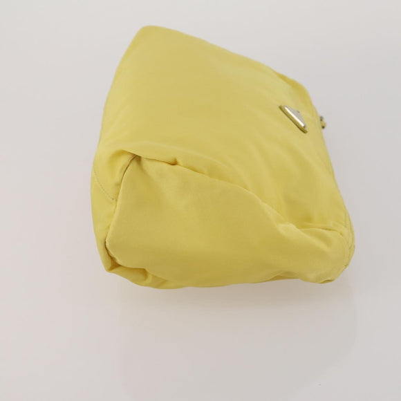 PRADA Clutch Bag Pouch Canvas Nylon 4 Set Beige Yellow Auth ti4021