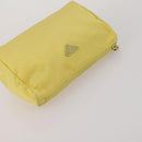 PRADA Clutch Bag Pouch Canvas Nylon 4 Set Beige Yellow Auth ti4021-23