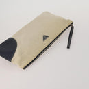 PRADA Clutch Bag Pouch Canvas Nylon 4 Set Beige Yellow Auth ti4021-5