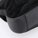 GUCCI Bamboo Hand Bag Suede 2way Black Gold Tone 001 123 1577 Auth ti4022-16