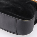 GUCCI Bamboo Hand Bag Suede 2way Black Gold Tone 001 123 1577 Auth ti4022-17