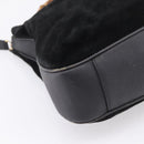 GUCCI Bamboo Hand Bag Suede 2way Black Gold Tone 001 123 1577 Auth ti4022-10
