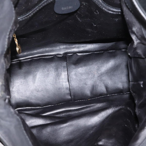 GUCCI Bamboo Hand Bag Suede 2way Black Gold Tone 001 123 1577 Auth ti4022