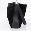 GUCCI Bamboo Hand Bag Suede 2way Black Gold Tone 001 123 1577 Auth ti4022-3