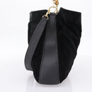GUCCI Bamboo Hand Bag Suede 2way Black Gold Tone 001 123 1577 Auth ti4022-4