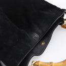 GUCCI Bamboo Hand Bag Suede 2way Black Gold Tone 001 123 1577 Auth ti4022-6