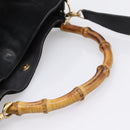 GUCCI Bamboo Hand Bag Suede 2way Black Gold Tone 001 123 1577 Auth ti4022-7
