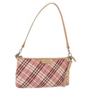 BURBERRY Nova Check Shoulder Bag Canvas 2way Red Silver Auth ti4023-1