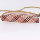 BURBERRY Nova Check Shoulder Bag Canvas 2way Red Silver Auth ti4023-5