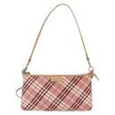 BURBERRY Nova Check Shoulder Bag Canvas 2way Red Silver Auth ti4023-13