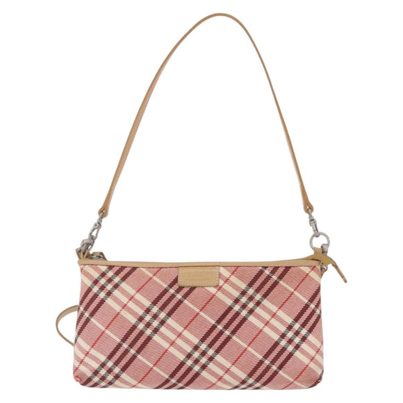 BURBERRY Nova Check Shoulder Bag Canvas 2way Red Silver Auth ti4023