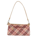 BURBERRY Nova Check Shoulder Bag Canvas 2way Red Silver Auth ti4023-2