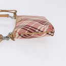 BURBERRY Nova Check Shoulder Bag Canvas 2way Red Silver Auth ti4023-4