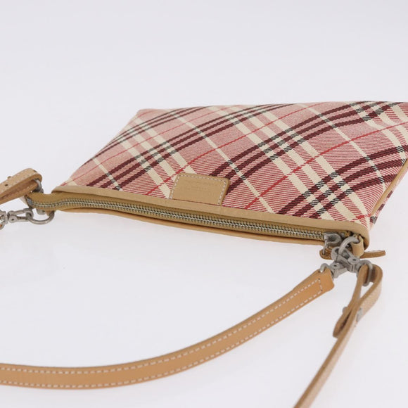BURBERRY Nova Check Shoulder Bag Canvas 2way Red Silver Auth ti4023