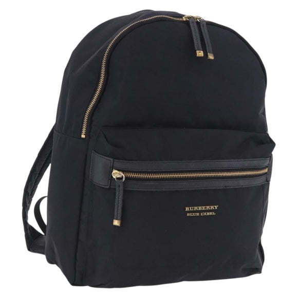 BURBERRY Backpack Nylon Black Gold Tone Auth ti4024