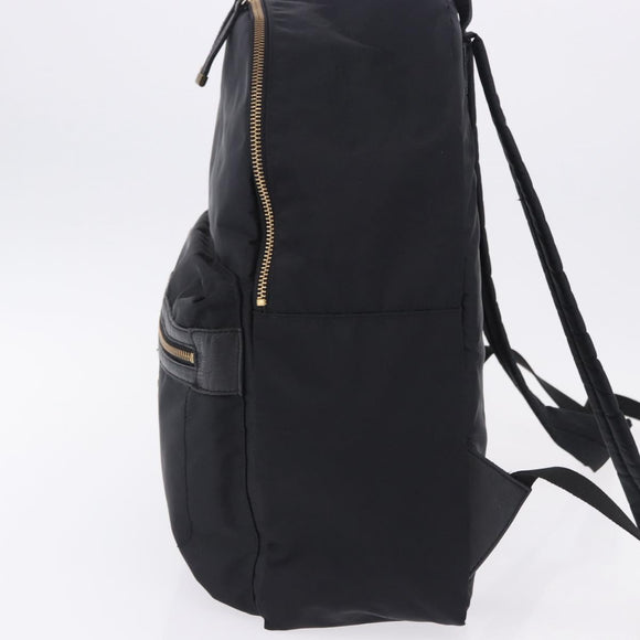 BURBERRY Backpack Nylon Black Gold Tone Auth ti4024