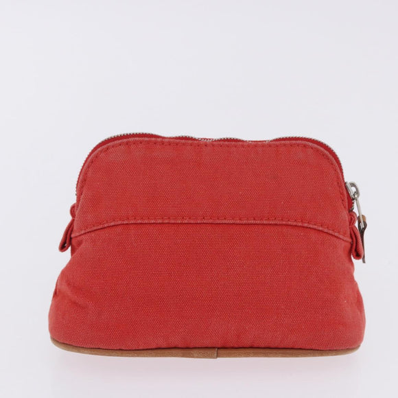 HERMES Pouch Cotton 2 Set Red Auth ti4025