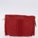 HERMES Pouch Cotton 2 Set Red Auth ti4025-2