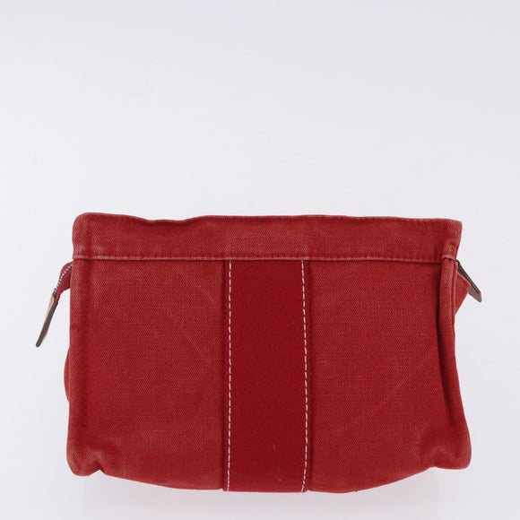 HERMES Pouch Cotton 2 Set Red Auth ti4025
