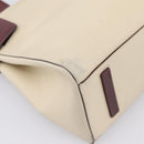 PRADA Hand Bag Leather White Red Auth ti4026-11