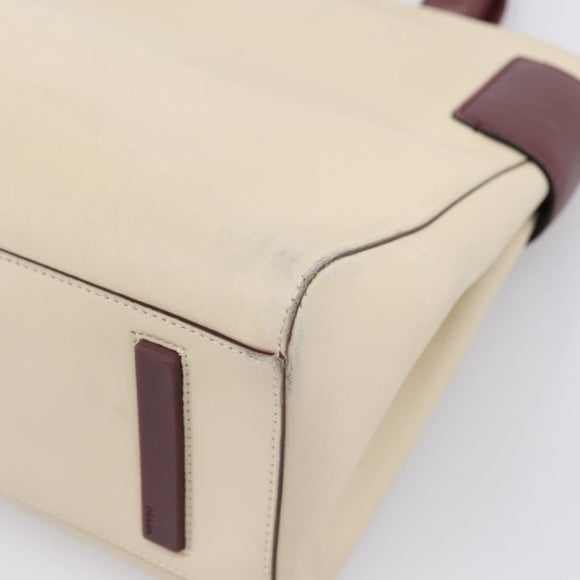 PRADA Hand Bag Leather White Red Auth ti4026
