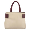 PRADA Hand Bag Leather White Red Auth ti4026-2