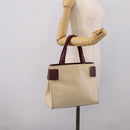 PRADA Hand Bag Leather White Red Auth ti4026-25