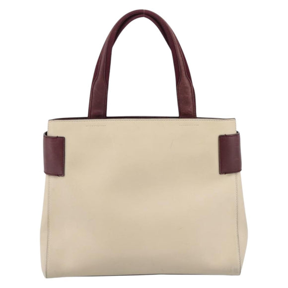 PRADA Hand Bag Leather White Red Auth ti4026