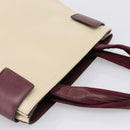 PRADA Hand Bag Leather White Red Auth ti4026-6