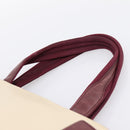PRADA Hand Bag Leather White Red Auth ti4026-8
