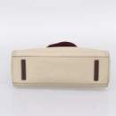 PRADA Hand Bag Leather White Red Auth ti4026-9