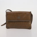 FENDI Zucchino Hand Bag Shoulder Bag PVC 2 Set Brown Gold Tone Auth ti4032-10