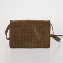 FENDI Zucchino Hand Bag Shoulder Bag PVC 2 Set Brown Gold Tone Auth ti4032-11