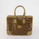 FENDI Zucchino Hand Bag Shoulder Bag PVC 2 Set Brown Gold Tone Auth ti4032-2