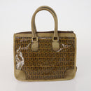 FENDI Zucchino Hand Bag Shoulder Bag PVC 2 Set Brown Gold Tone Auth ti4032-3