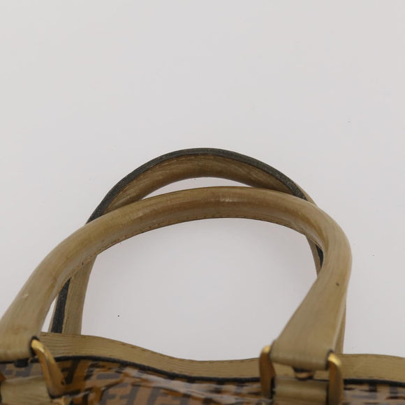 FENDI Zucchino Hand Bag Shoulder Bag PVC 2 Set Brown Gold Tone Auth ti4032