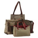 GUCCI GG Web Sherry Line Tote Bag Hand Bag 4 Set Beige Brown Auth ti4033-1