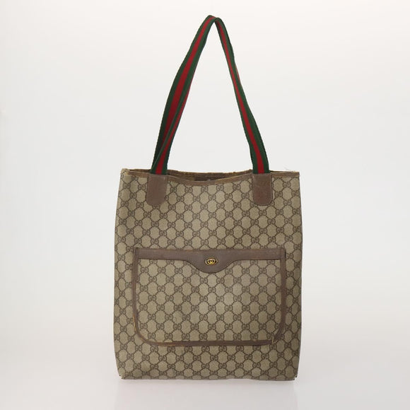 GUCCI GG Web Sherry Line Tote Bag Hand Bag 4 Set Beige Brown Auth ti4033