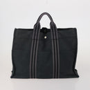 HERMES Chanel Tote Bag Canvas 2 Set Black Beige Auth ti4035-2