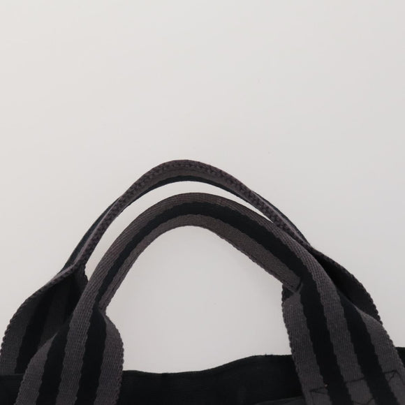 HERMES Chanel Tote Bag Canvas 2 Set Black Beige Auth ti4035