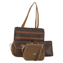 CELINE Bally Macadam Tote Bag Shoulder Bag Leather PVC 4 Set Brown Auth ti4036-1